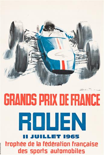 MICHEL BELIGOND (1927-1973) & ANONYMOUS. ROUEN / [GRAND PRIX] & [LA COUPE INTERNATIONALE]. Two posters. 1965 & 1968. Each approximately